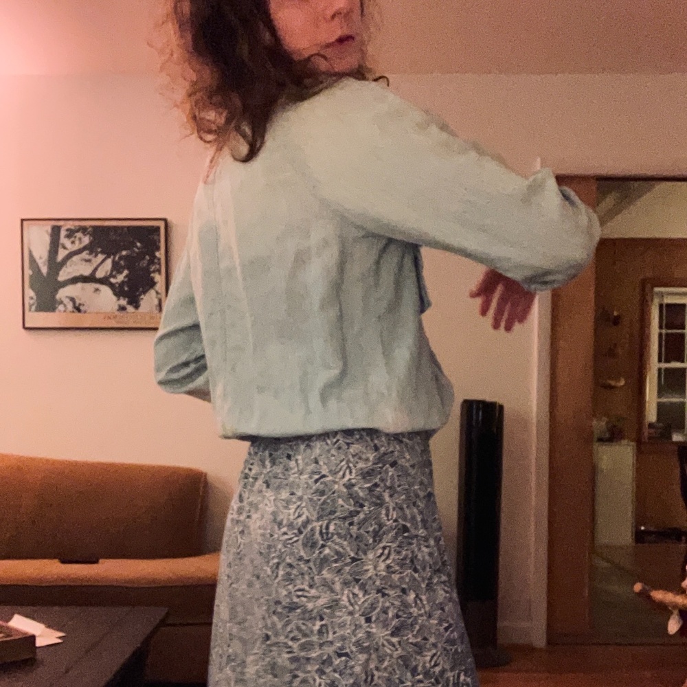 Light Blue Linen / Cotton Drawstring Jacket - Picture 4 of 5